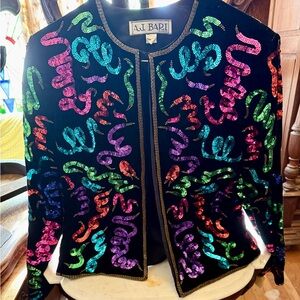 A.J. Bari Vintage Black and Gold Embellished Sequin Jacket